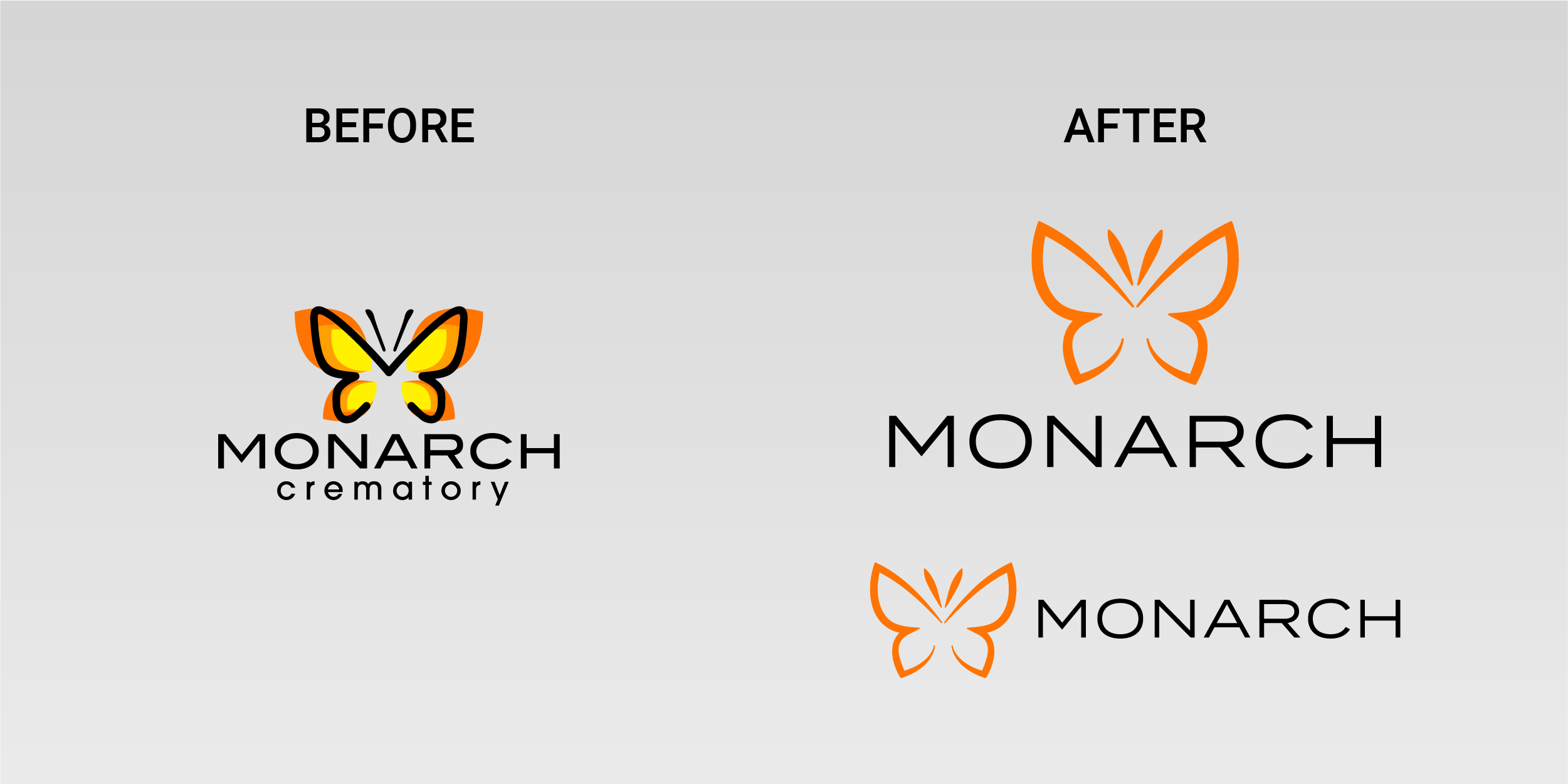 Before and After: Monarch logo